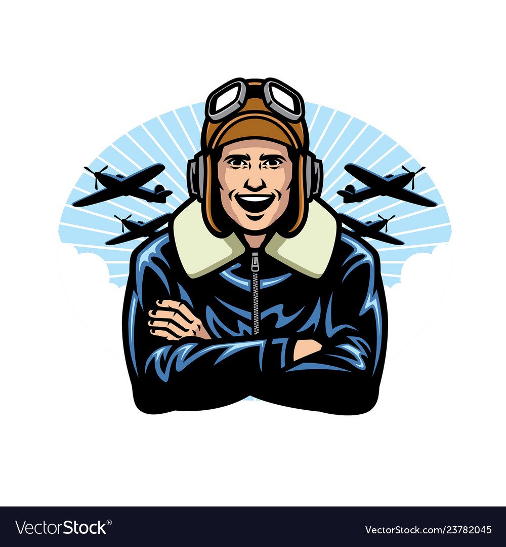 Летчик арт на белом фоне