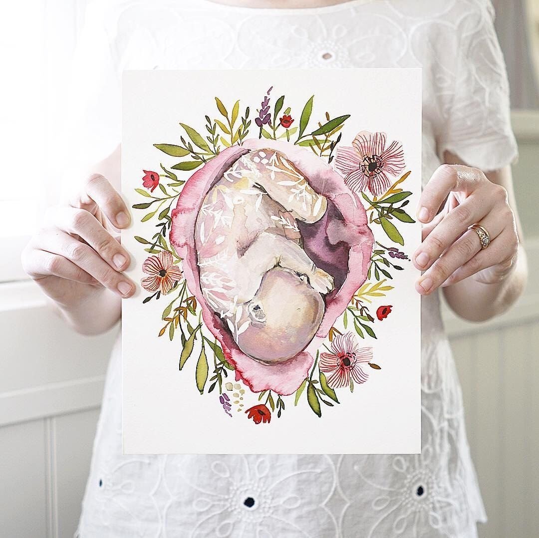 Беременность акварель