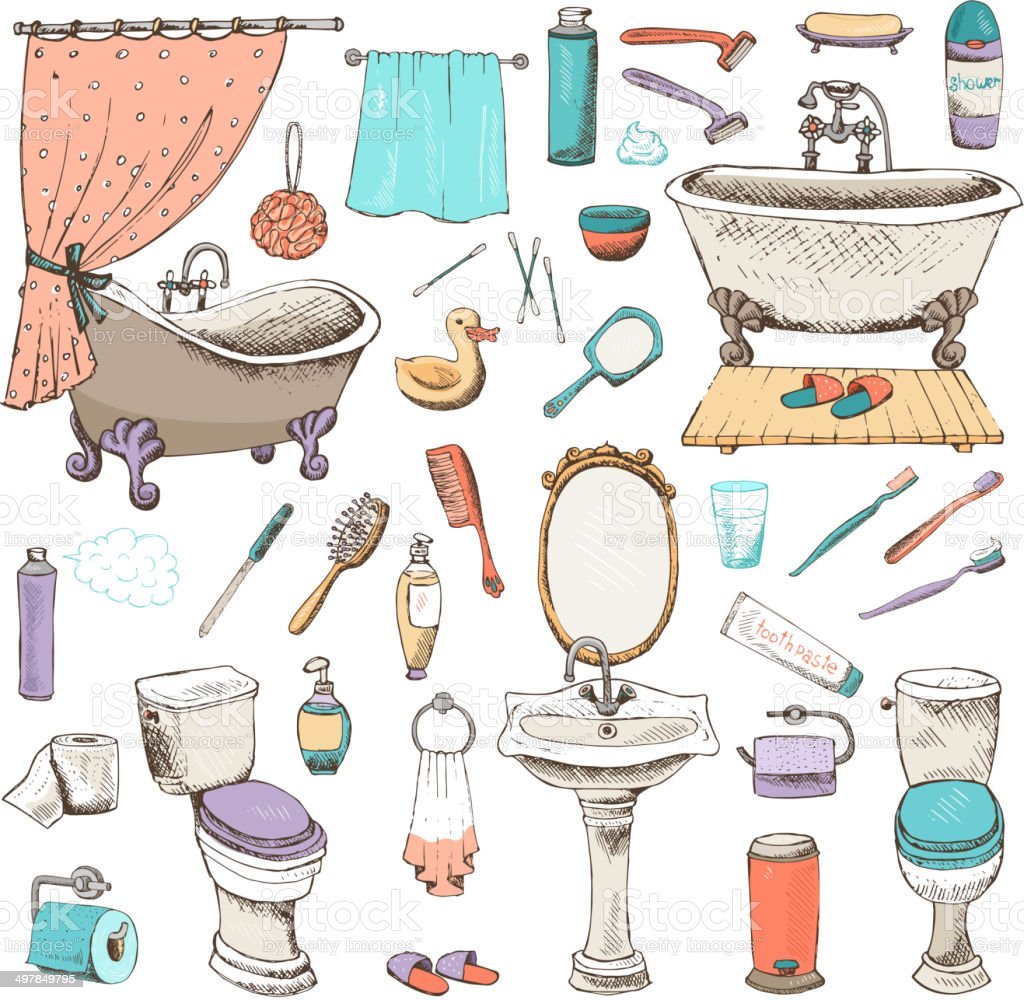 Ванные принадлежности для бумажных кукол