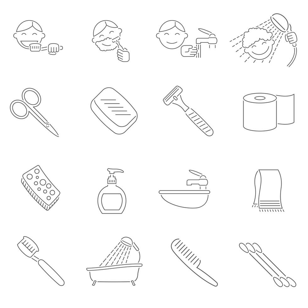 Силуэты предметов гигиены