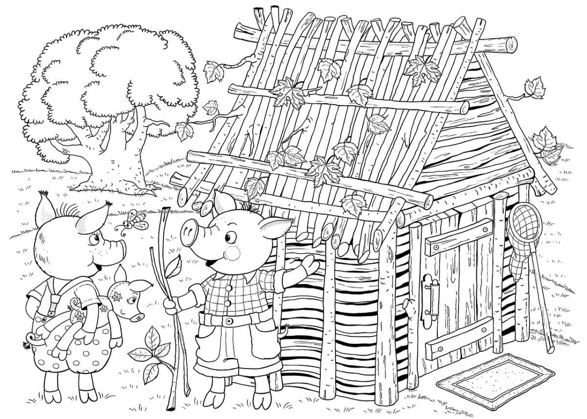 Деревянный домик поросенка