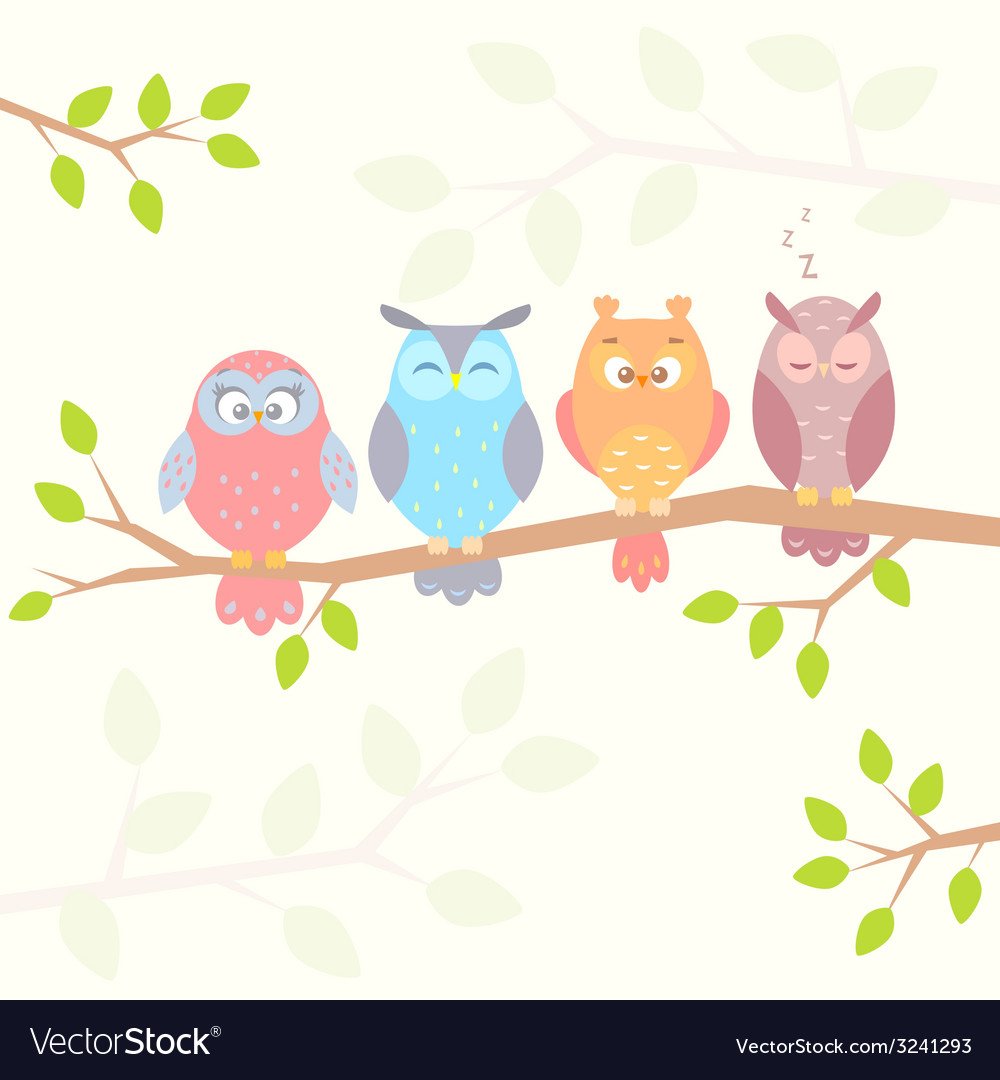 Веселые птички на ветке