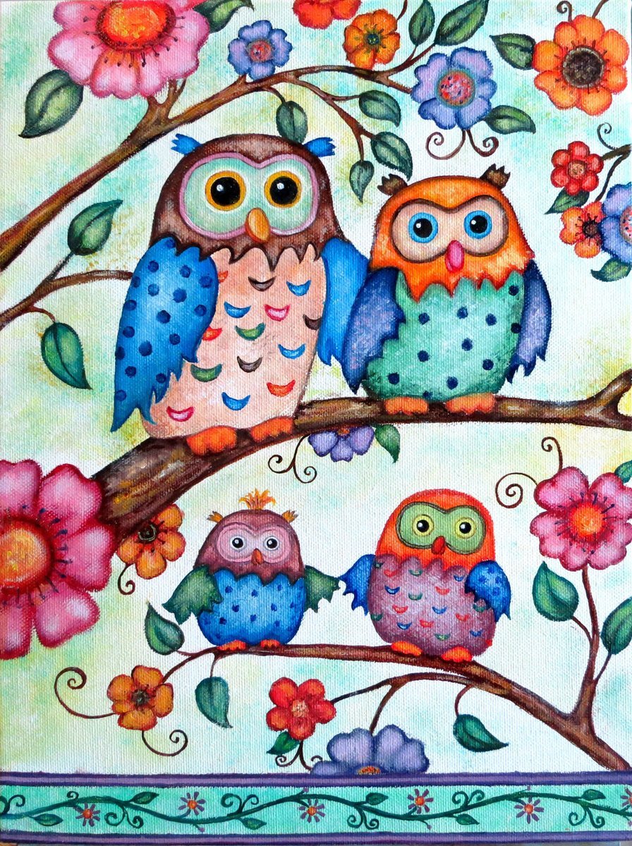 Совушки на ветке