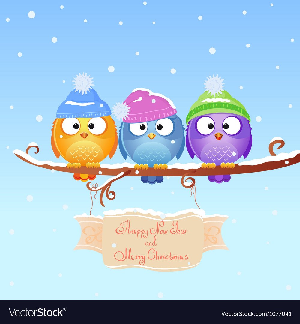 Веселые птички на ветке