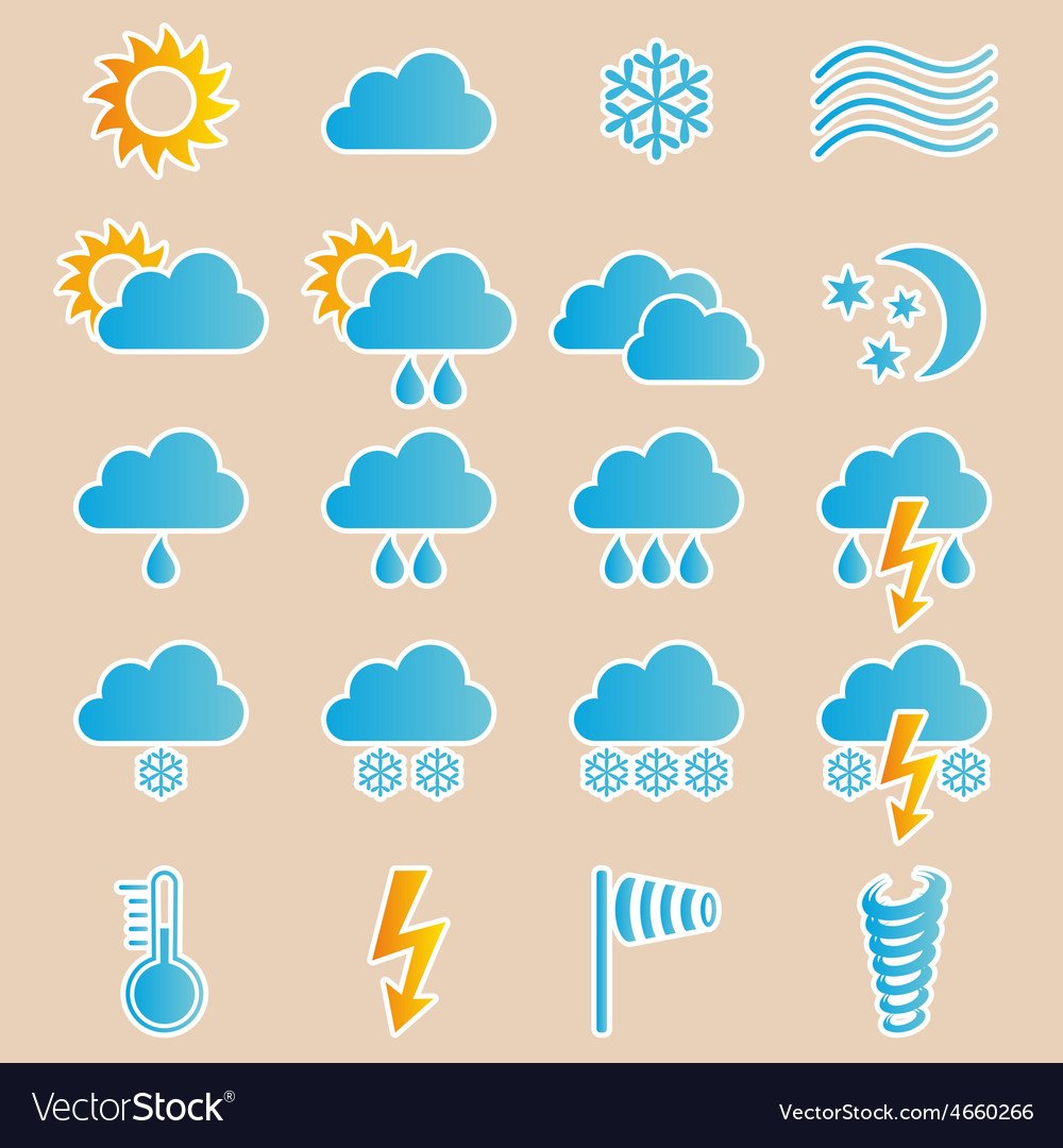 Погодные пиктограммы для детей раздельные