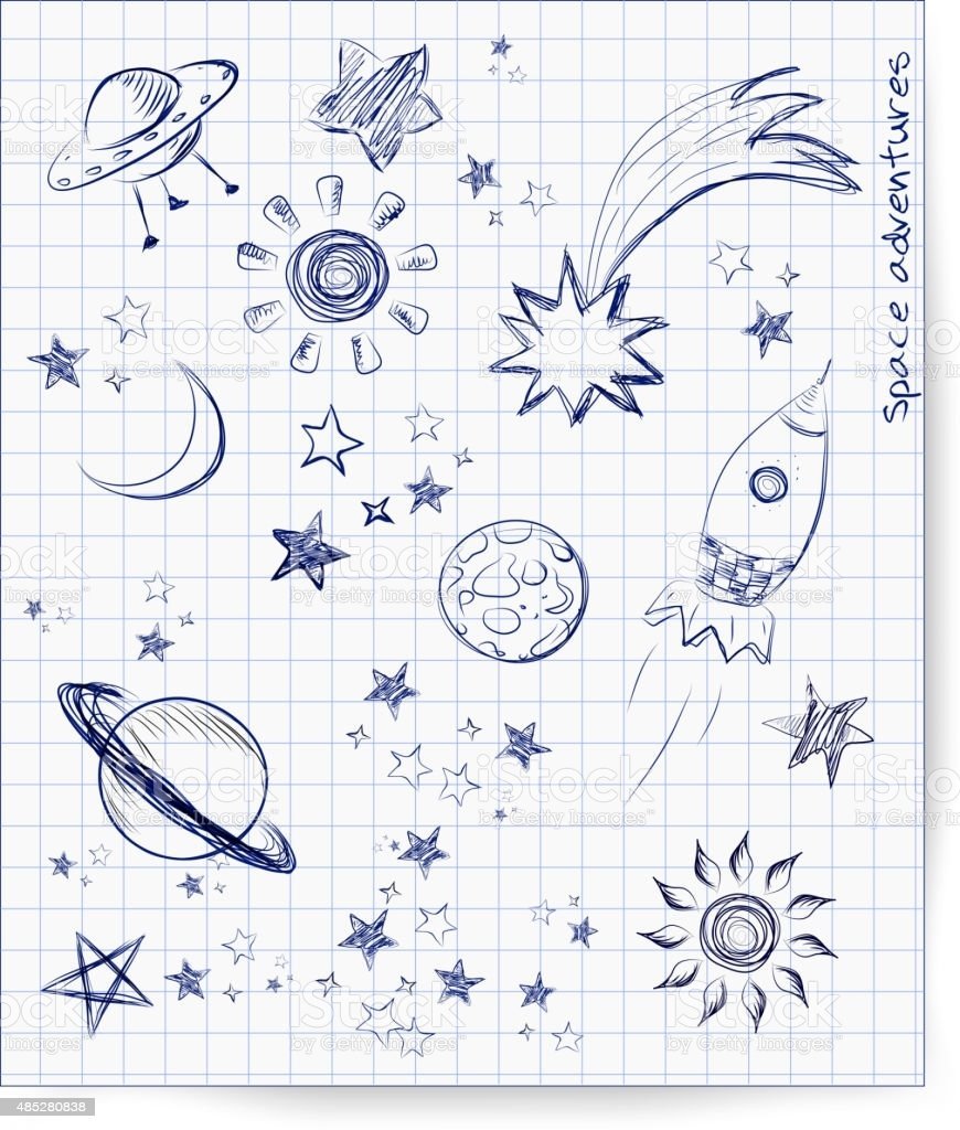 Рисунок космоса карандашом для срисовки