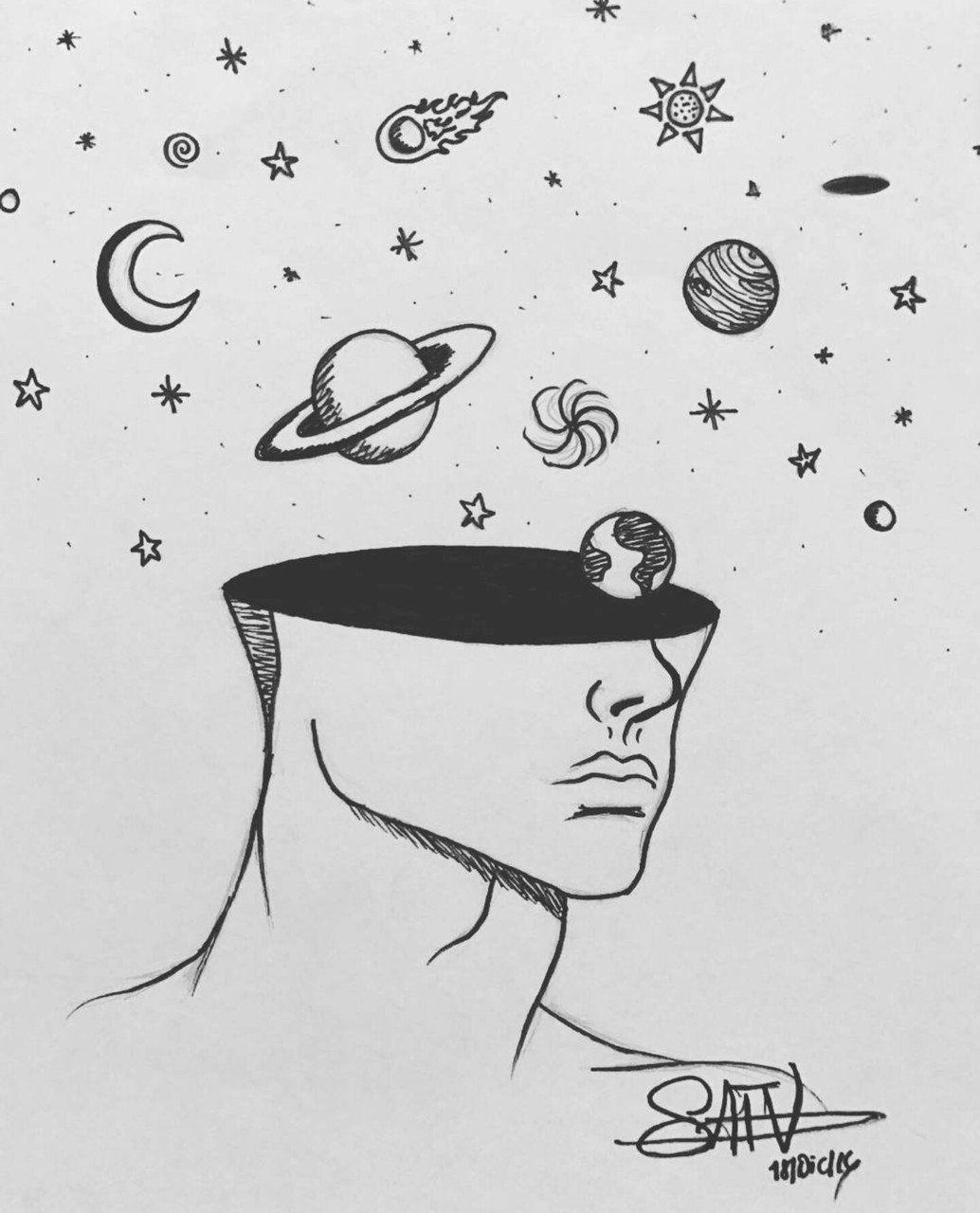 Рисунки космоса для срисовки