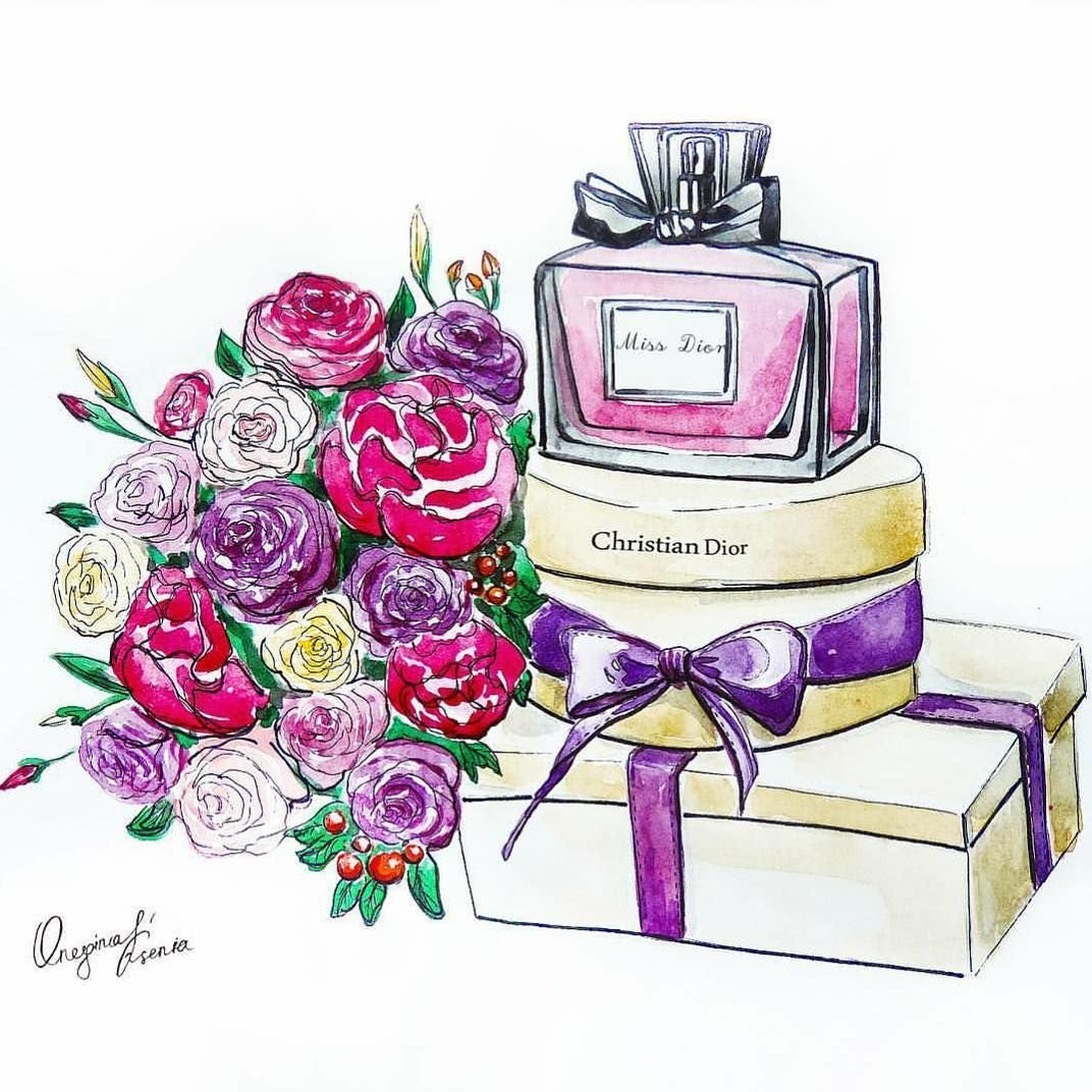 Парфюмерия акварелью и цветы