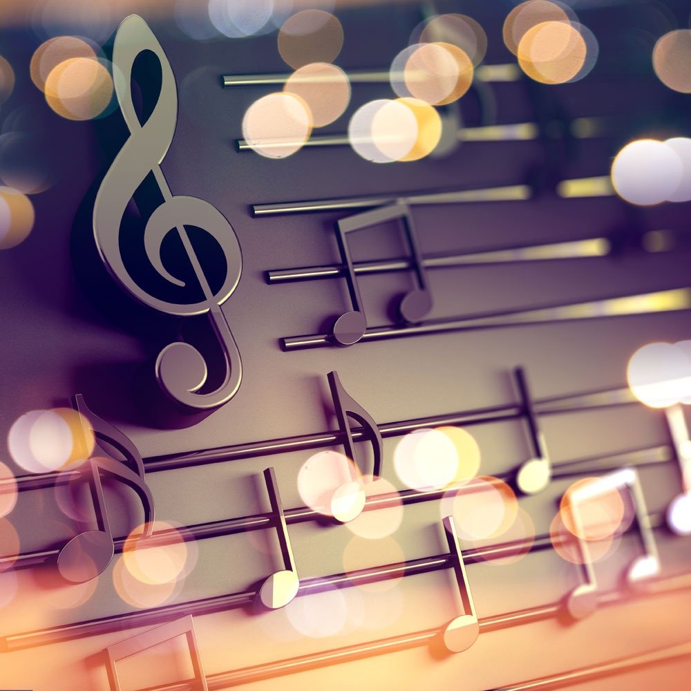 Неоновый значок музыки