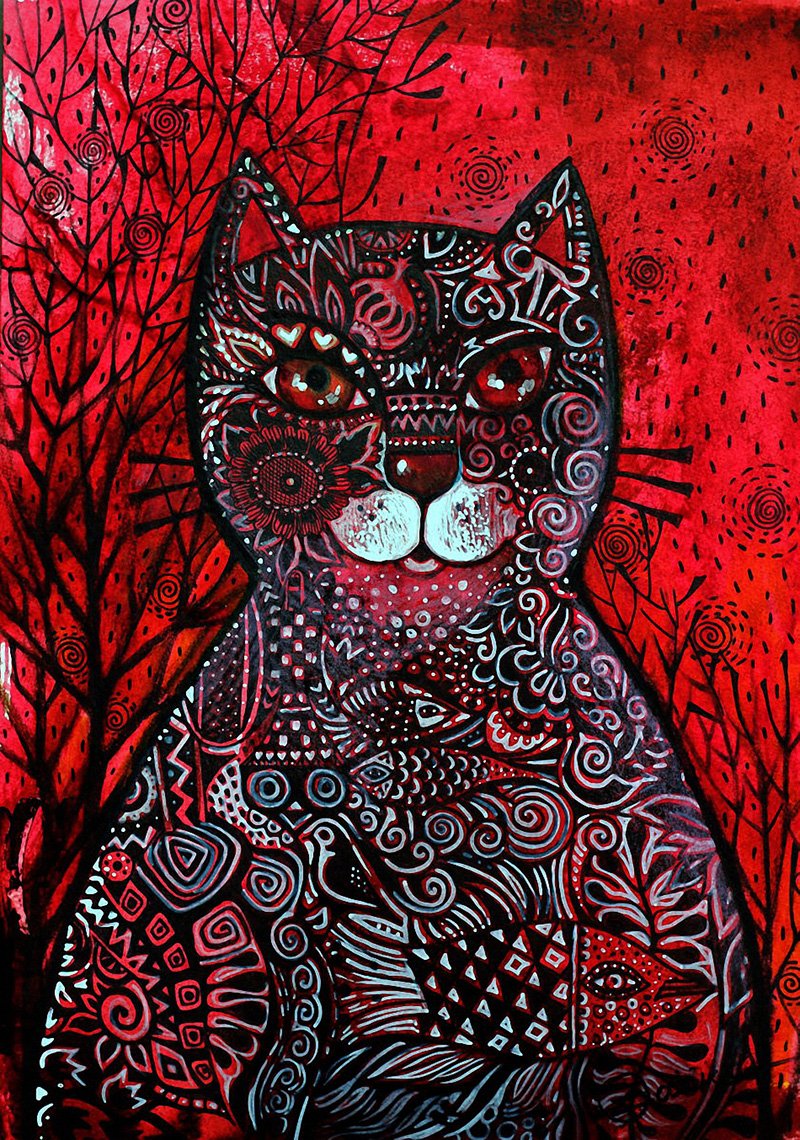 Картина кошка в арт стиле