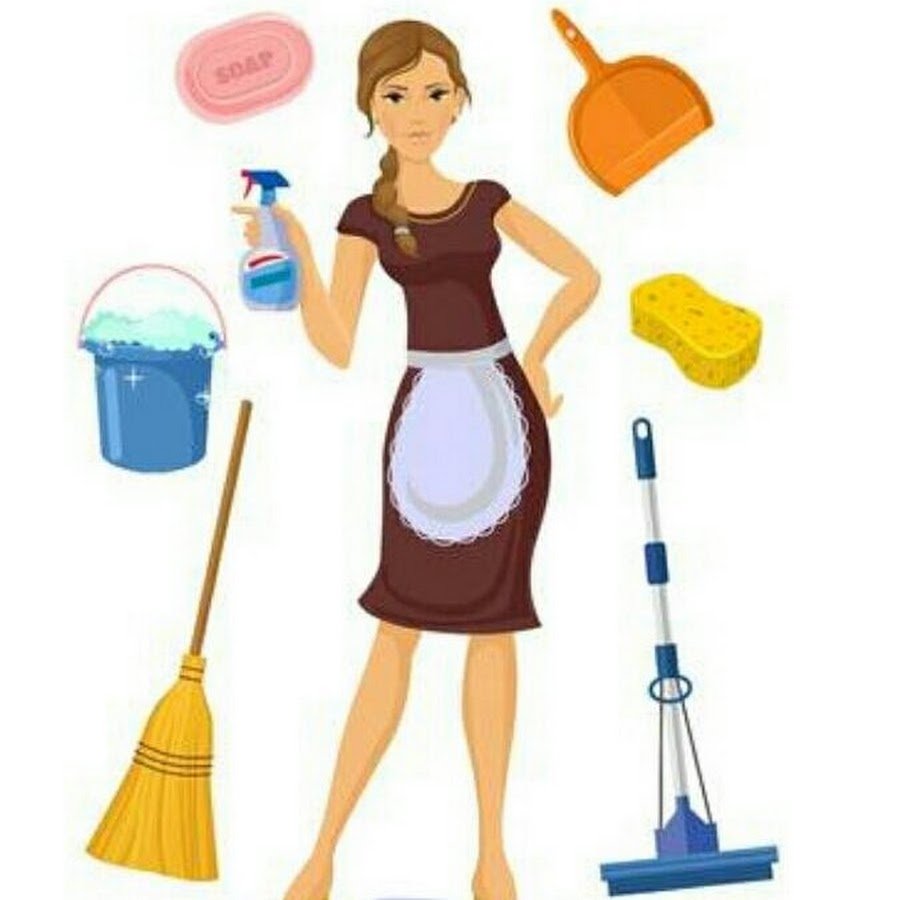 Девочка с ведром и шваброй