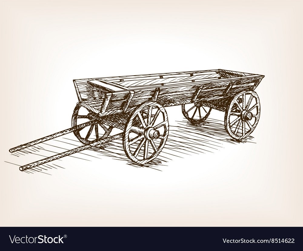 Деревянная телега вектор