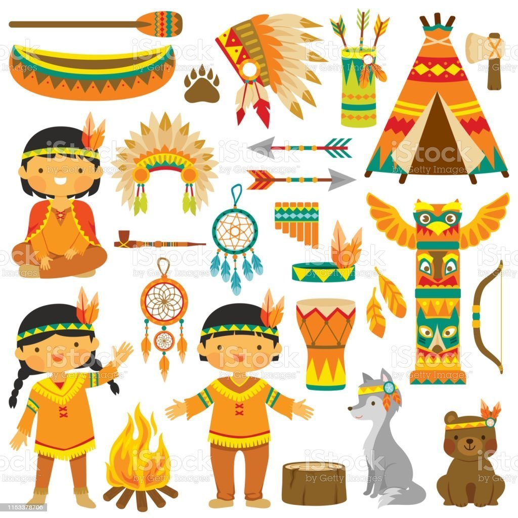 Индеец ребенок белый фон