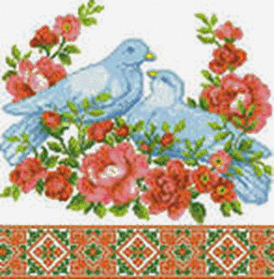 Вышивка крестом рушники Свадебные голуби