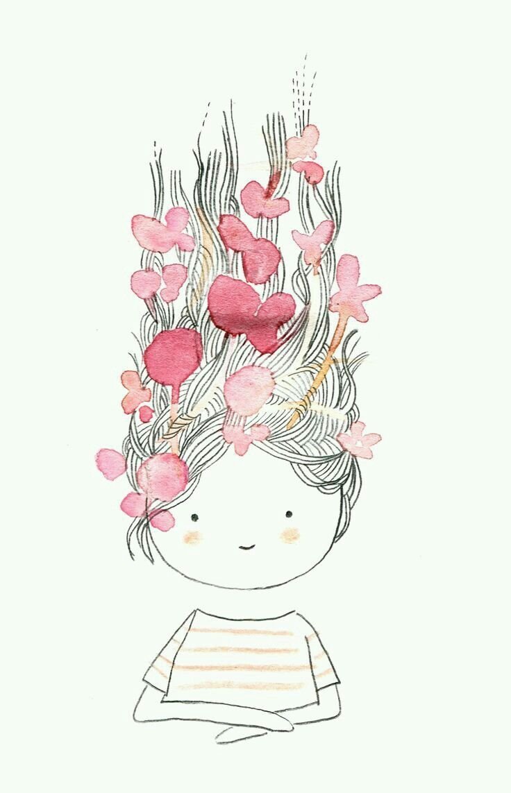 Девочка с цветами рисунок для срисовки