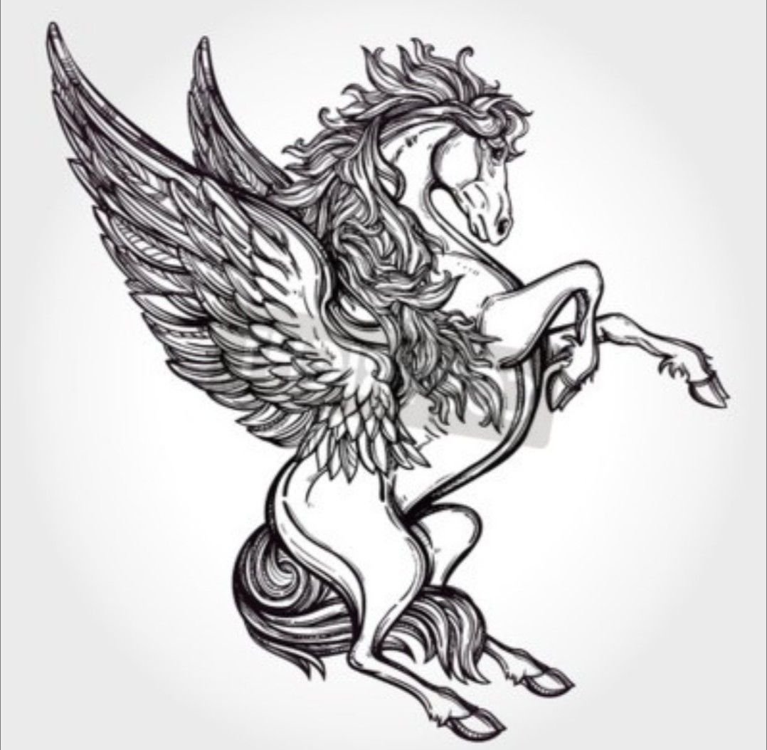 Единорог с крыльями эскиз