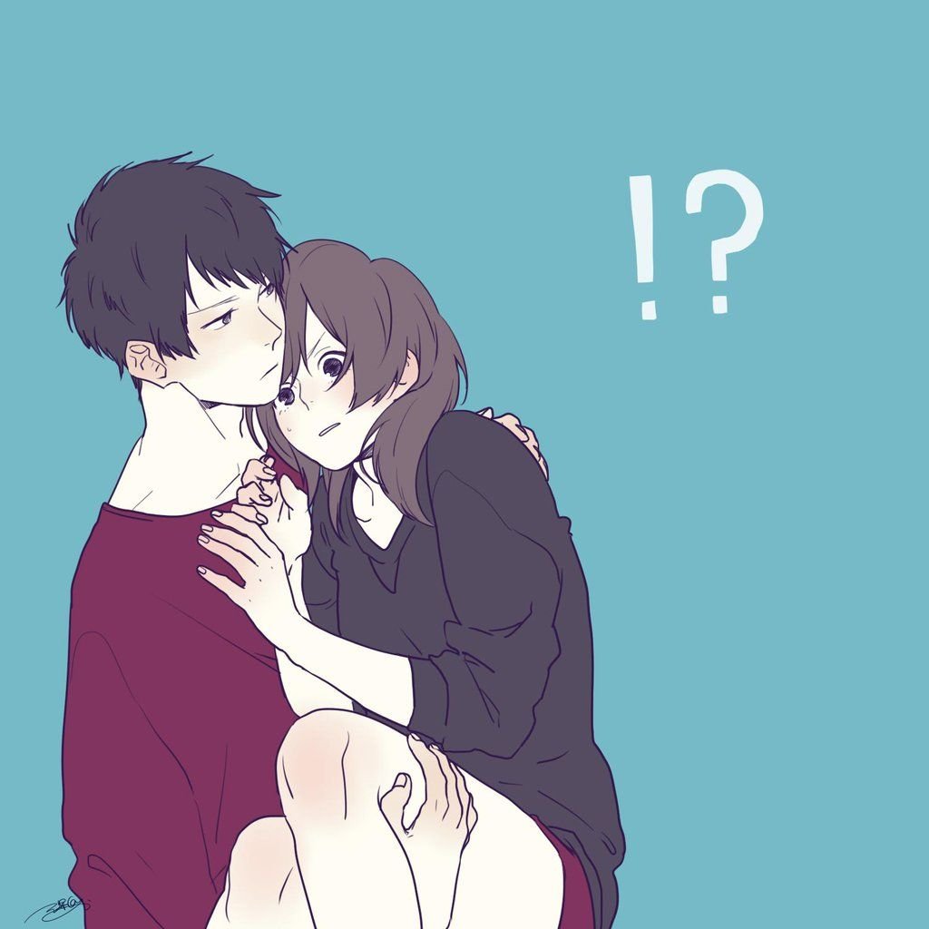 Аниме парочки обнимаются