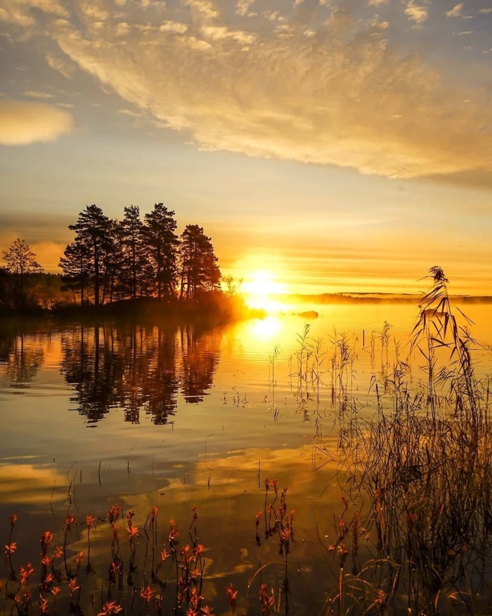 Закат на озере