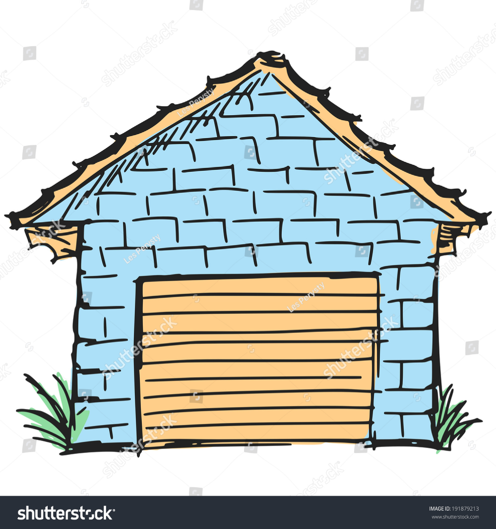 Открытые ворота гаража клипарт вектор