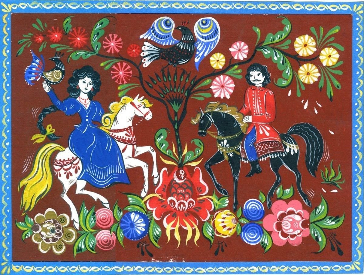 Городецкая роспись по дереву картинки