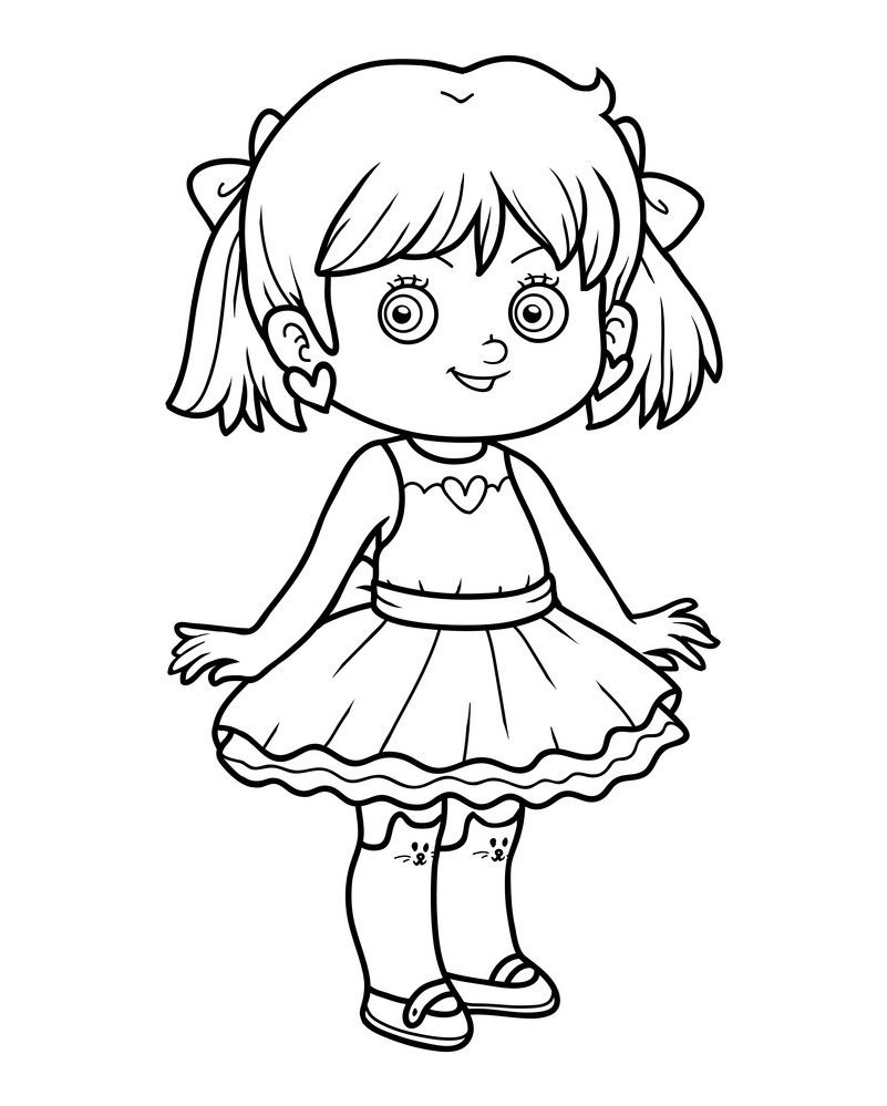 Раскраска маленькая девочка