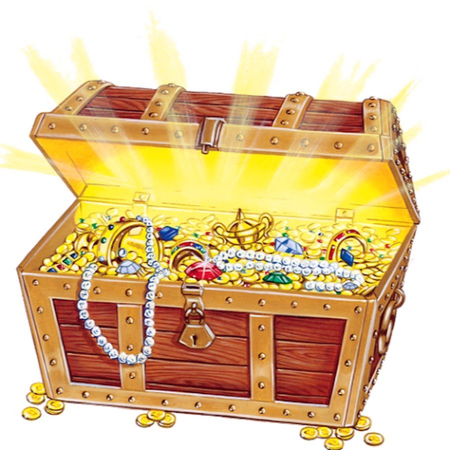 Сундук с сокровищами закрытый и открытый
