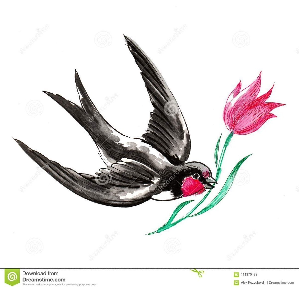 Ласточка с веточкой в клюве