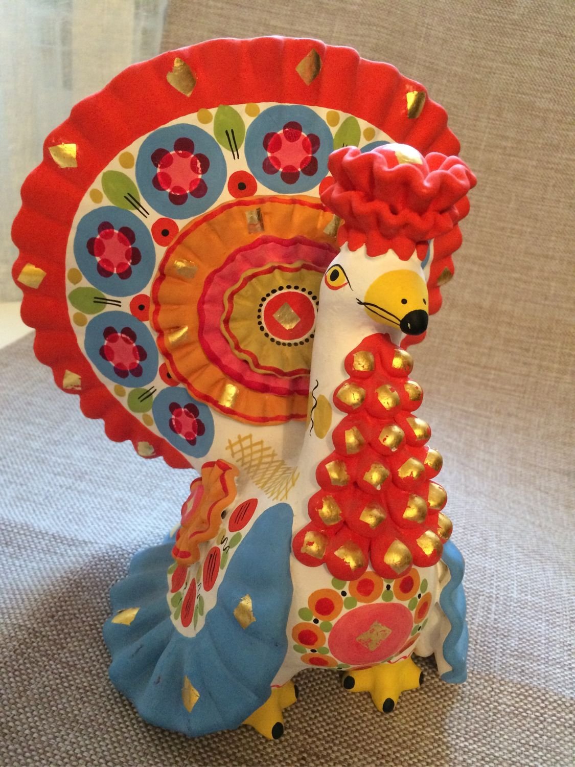 Глиняная игрушка петушок Дымковская игрушка