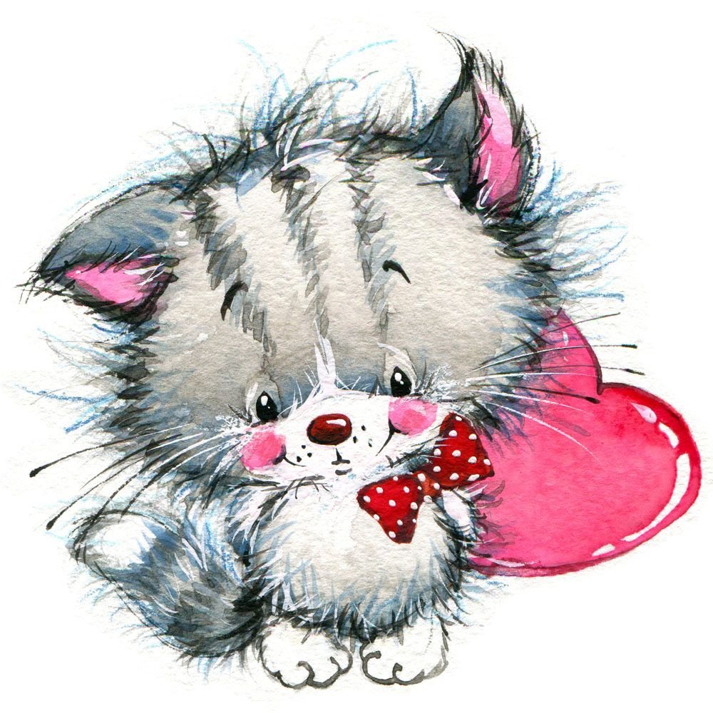 Милые зверюшки с сердечками