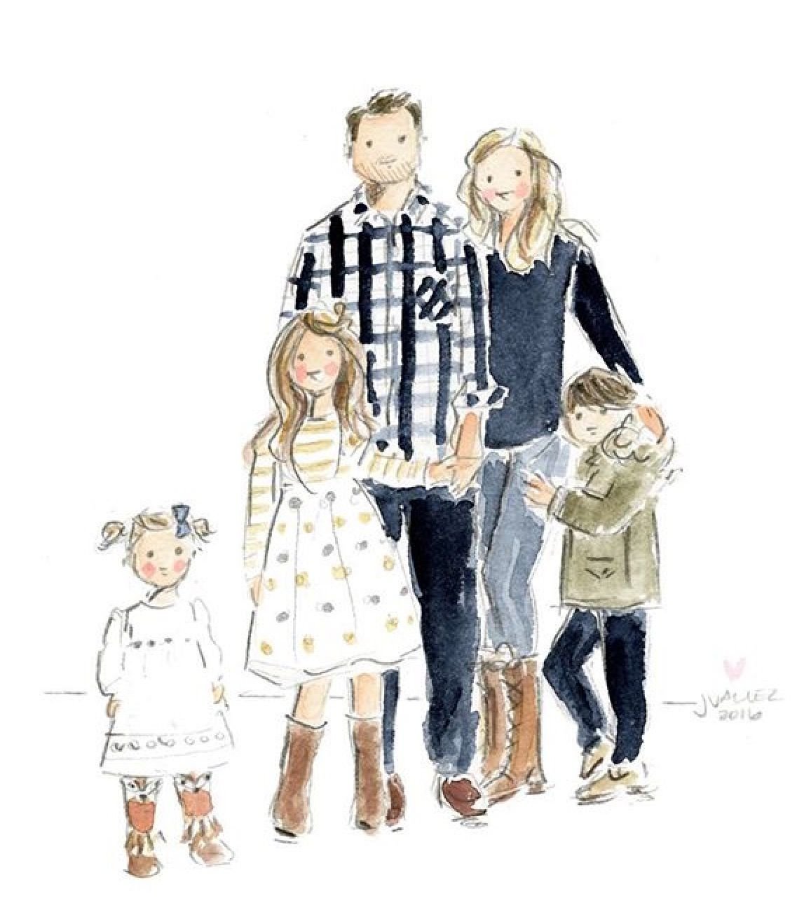 Семья акварель