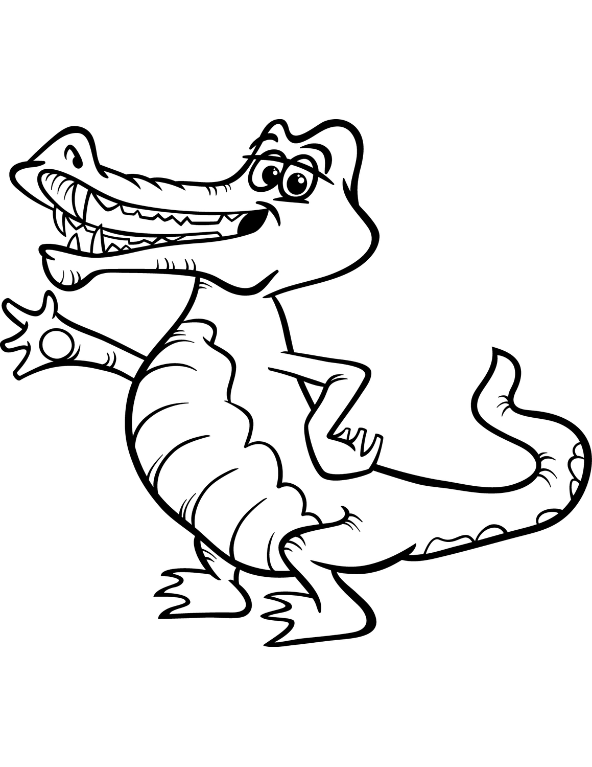 Раскраска веселый Крокодильчик для детей