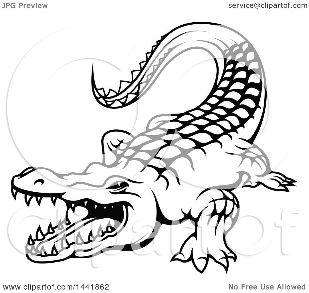 Крокодил вектор чб