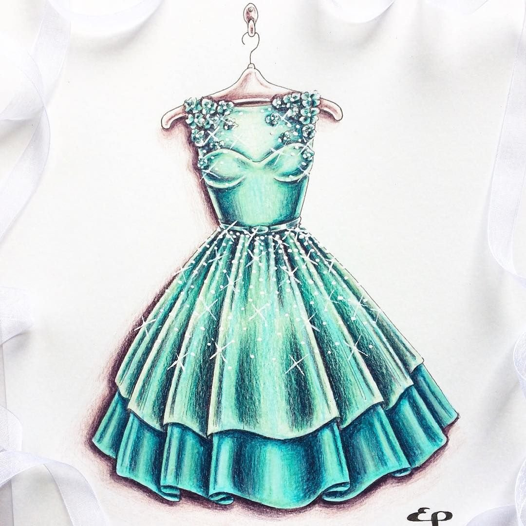 Платье на выпускной нарисовать