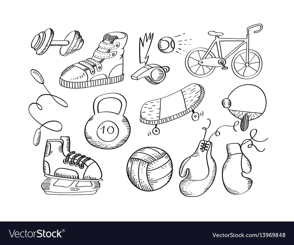 Спортивные принадлежности для детей чб