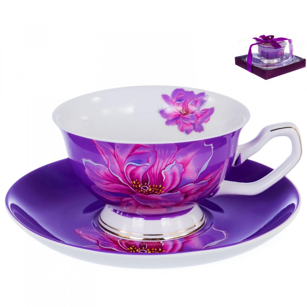 Чайная пара "горох": чашка 210 мл, блюдце, цвет красный 1405167