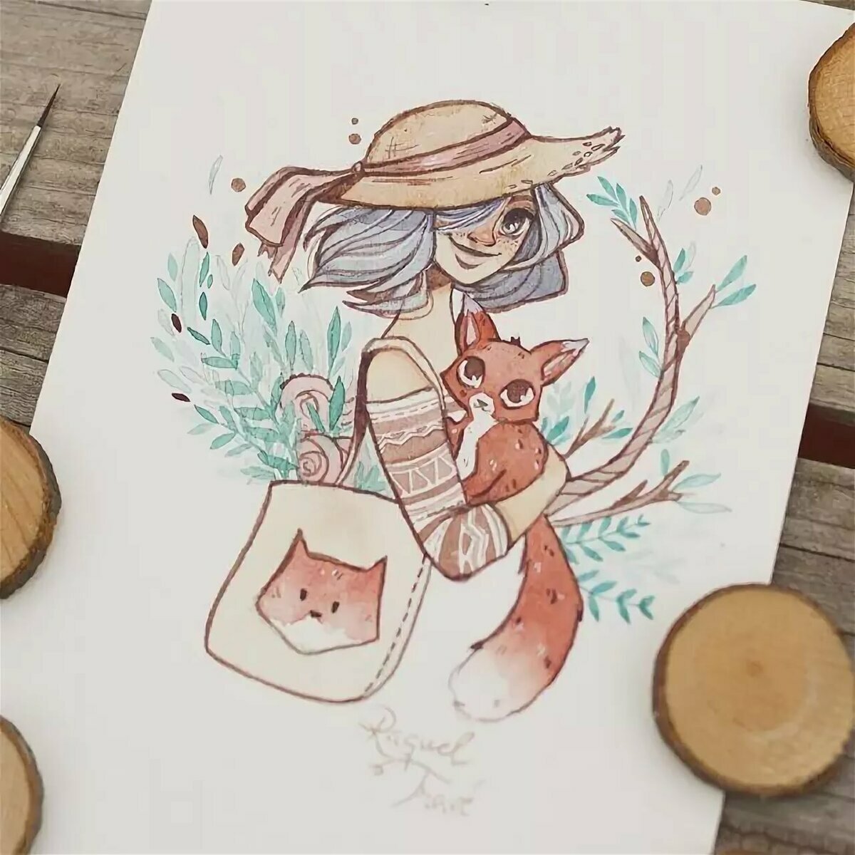 Девушка Эльф карандашом