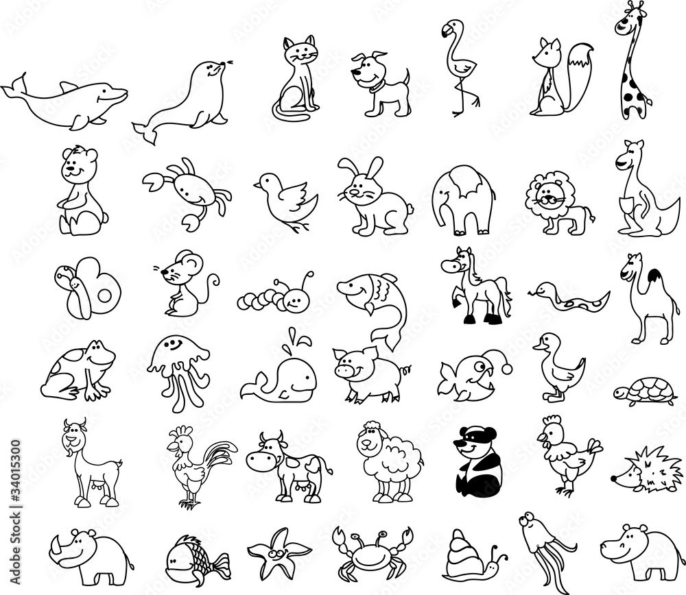 Наклейки черно белые животные