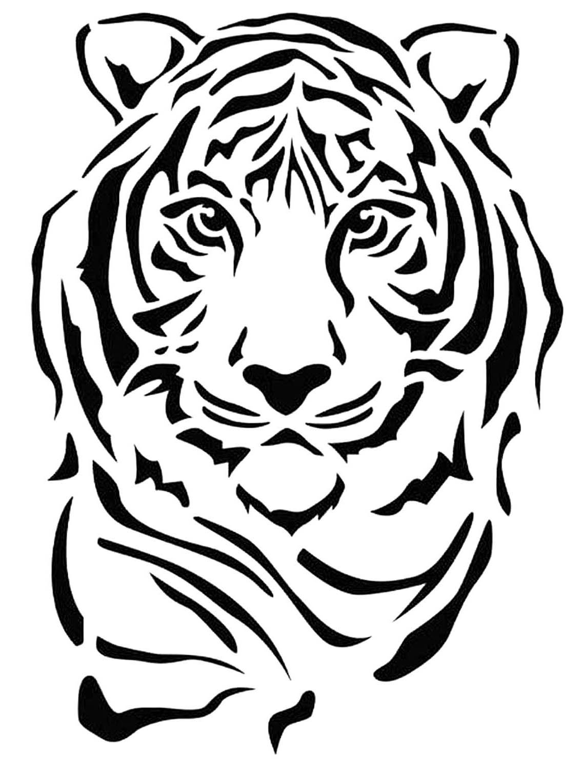 Тигр картинка черно белая