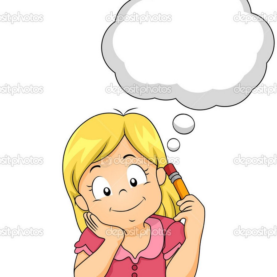 Мультяшная девочка думает