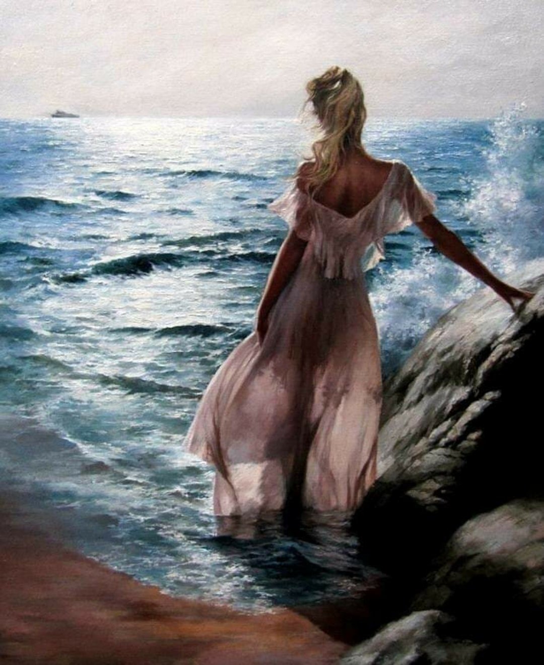 Девушка море Чайки