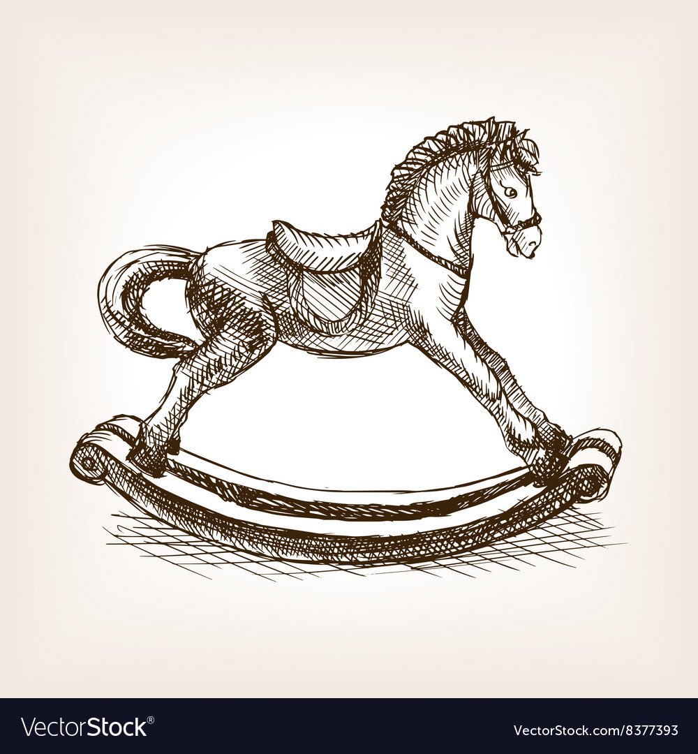 Деревянная лошадка вектор