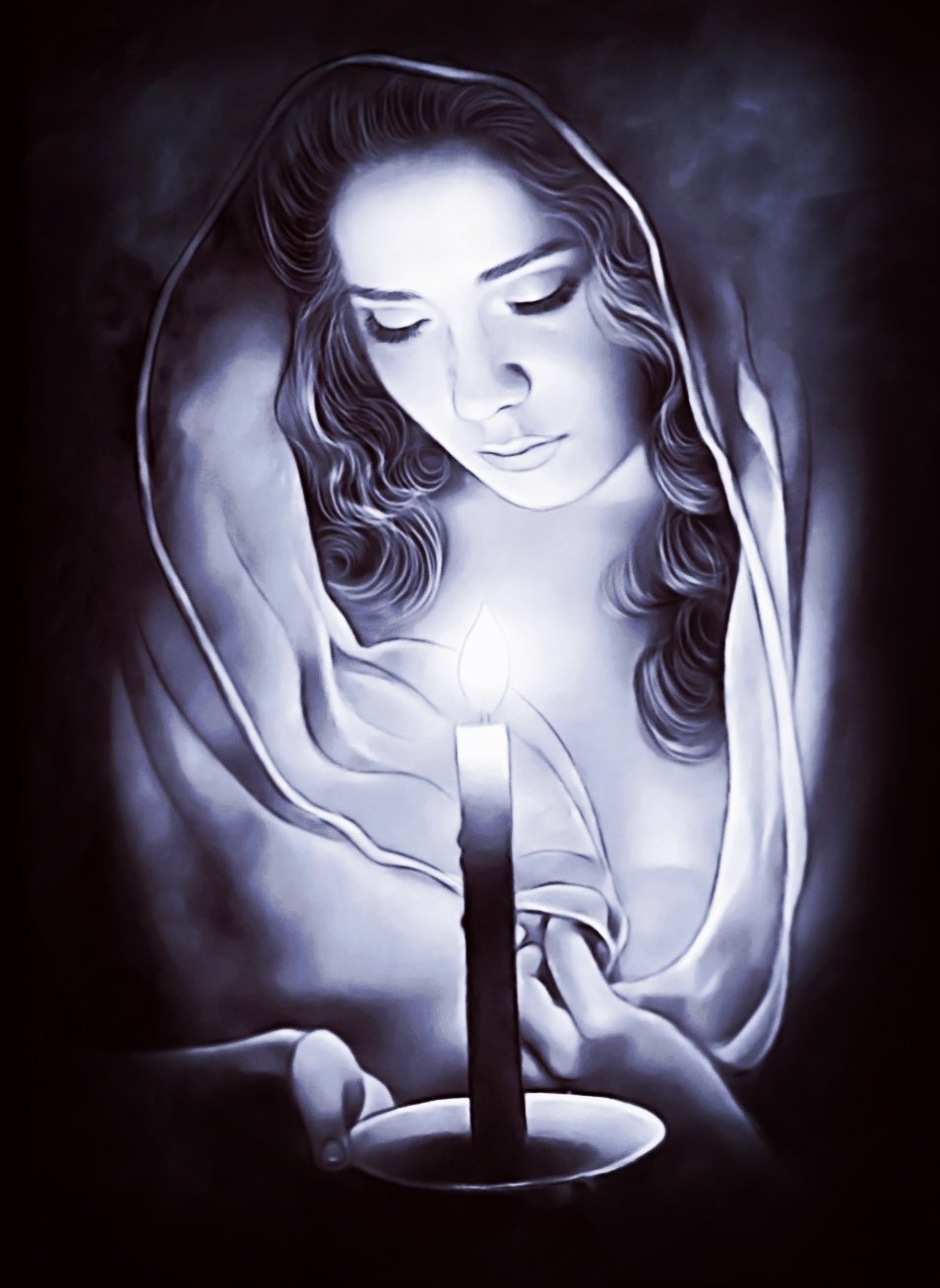 Рождественский ангел со свечой рисунок