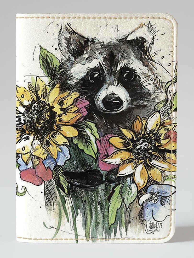 Енот с цветами