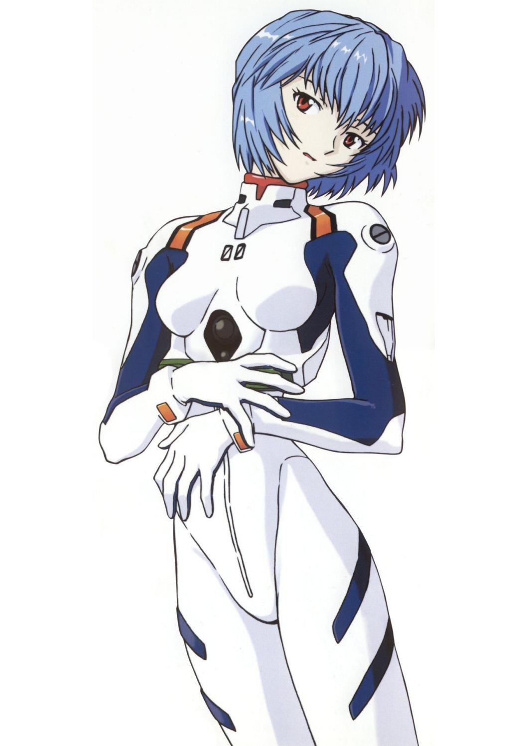 Аянами Рей на белом фоне