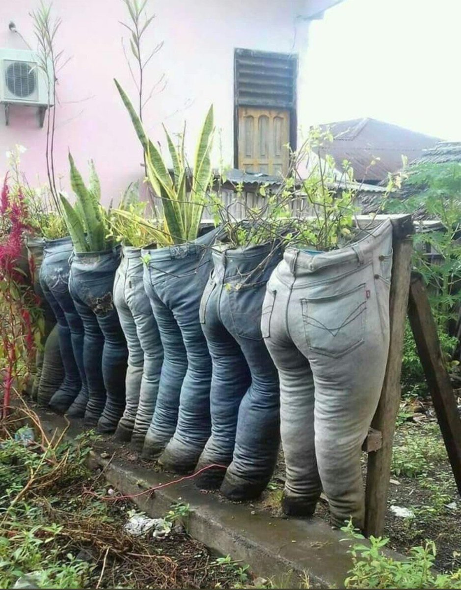 Клумба из джинсов