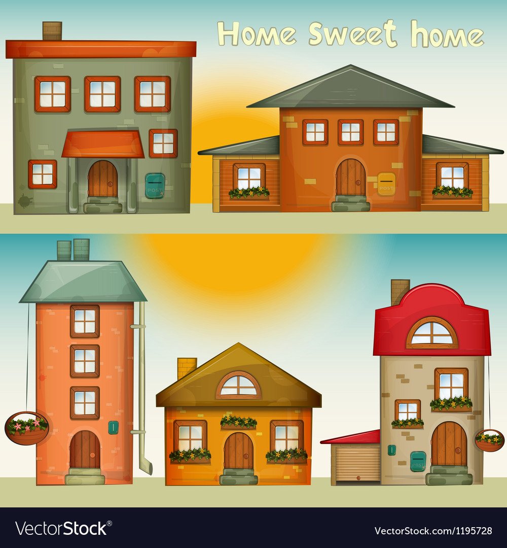 Одноэтажный дом и многоэтажный дом для детей