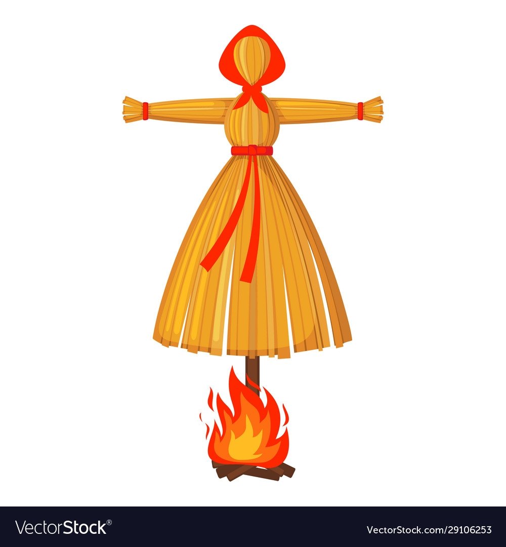 Масленичное чучело на белом фоне