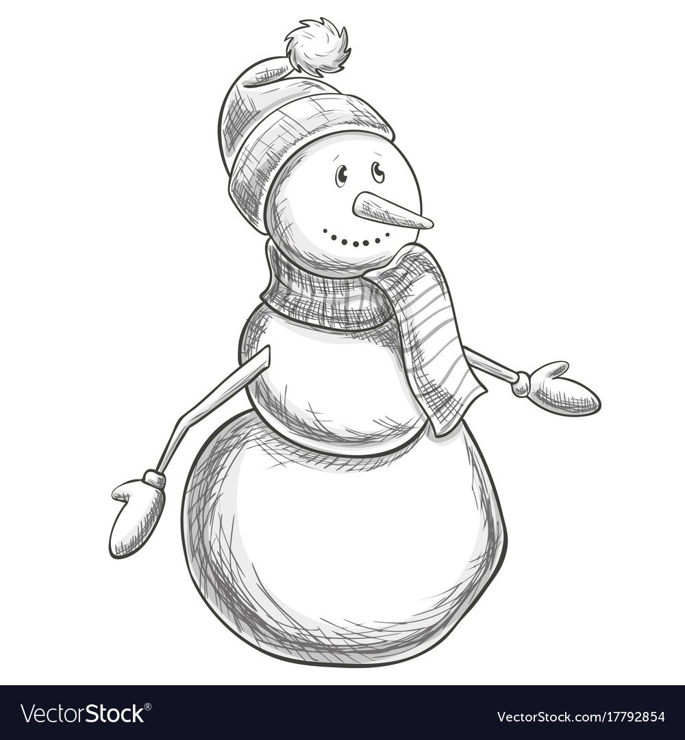 Снеговик карандашом