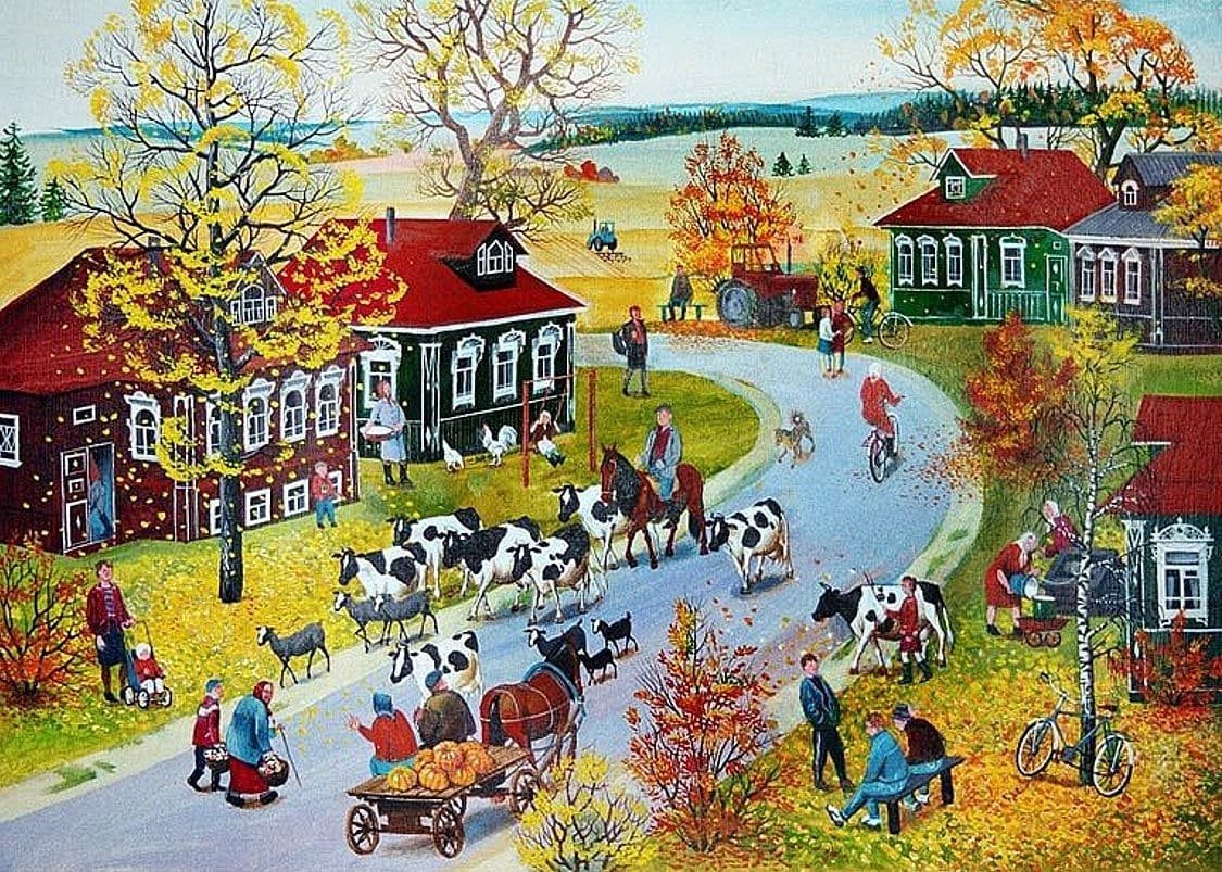 Картина дождливая осень для детей