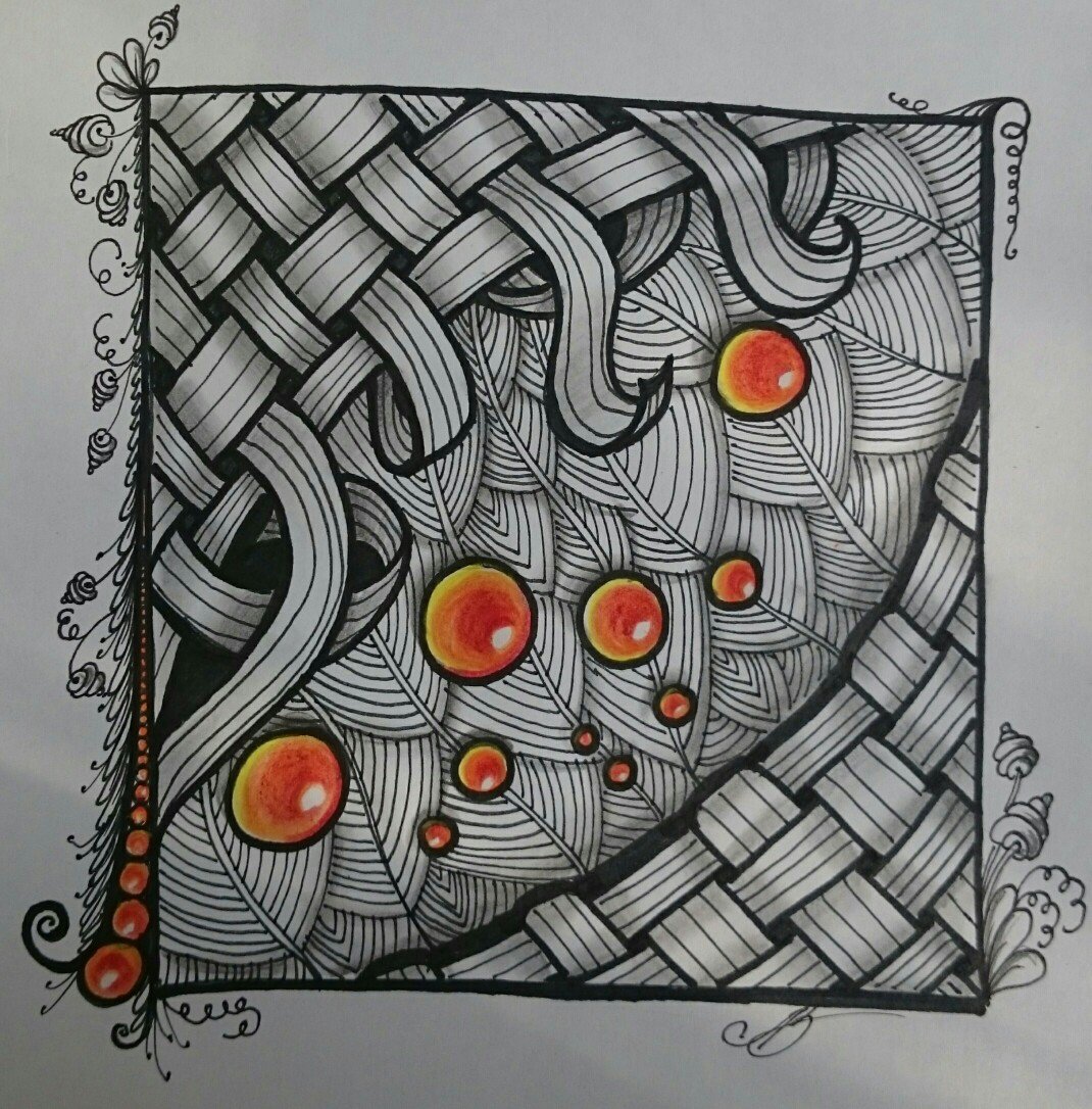 Дудлинг и Зентангл фрукты-ягоды